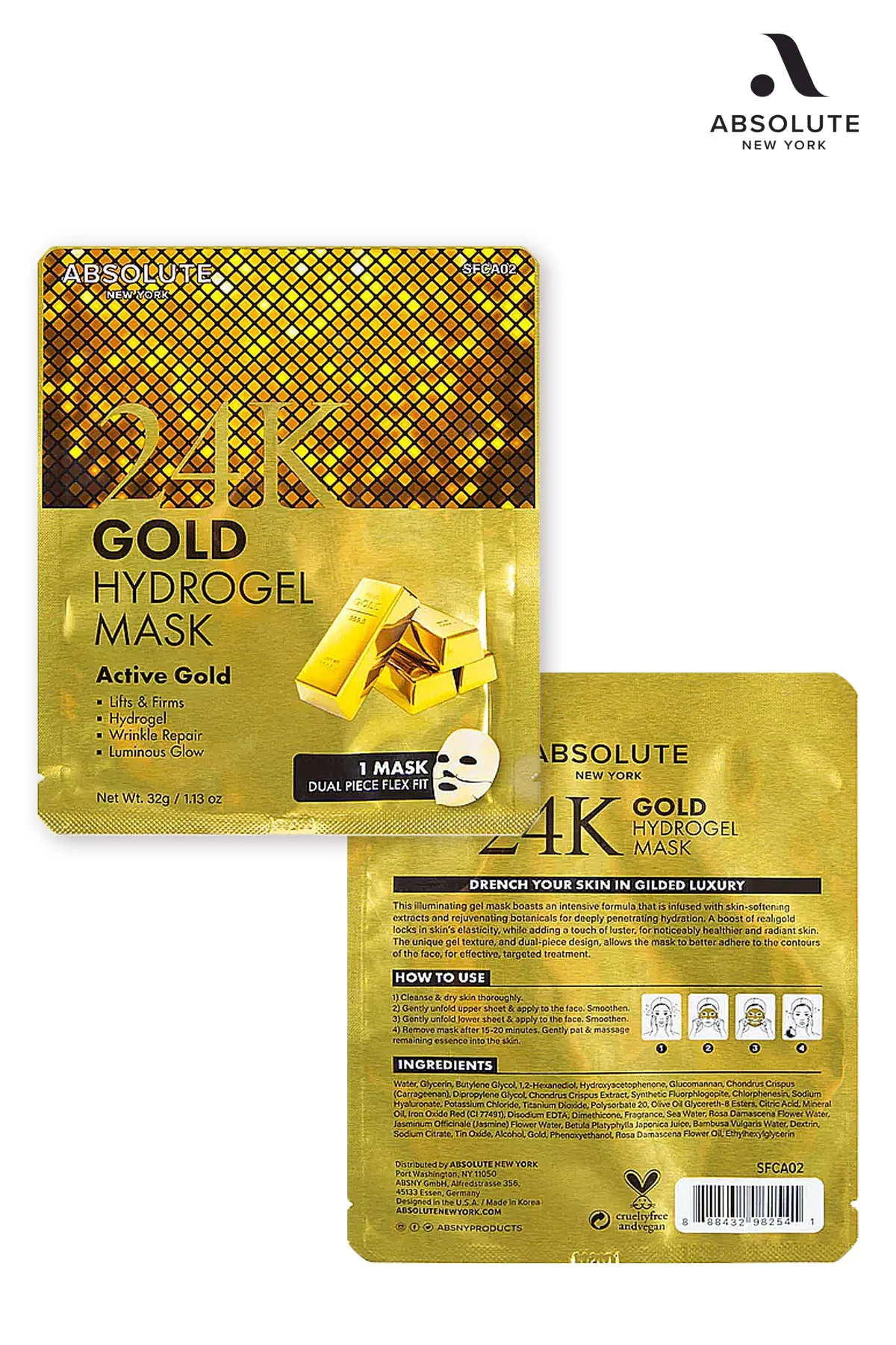 ABSOLUTE NEW YORK 24K GOLD HYDROGEL MASK