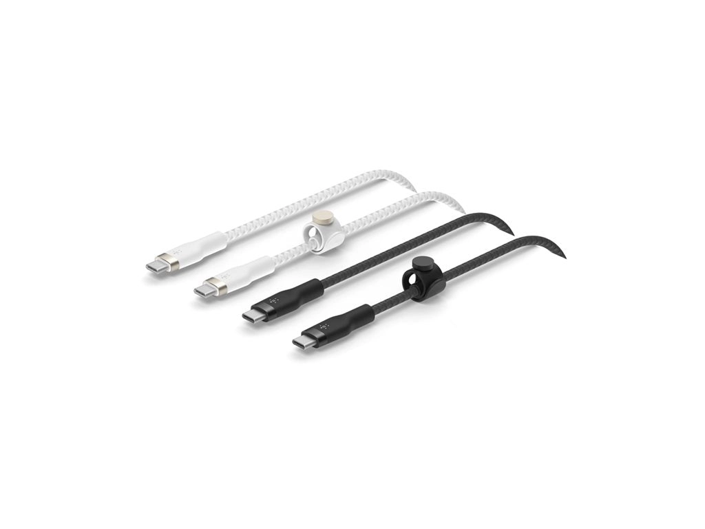 Belkin BoostCharge PRO Flex - USB cable - 24 pin USB-C (M) to 24 pin USB-C (M) - USB 2.0 - 3 A - 3.3 ft - USB Power Delivery CAB011BT1MBW2PK