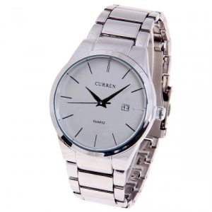 Curren Men's Watch with Stainless Steel Band (White 4.3cm Dial) - CUR011