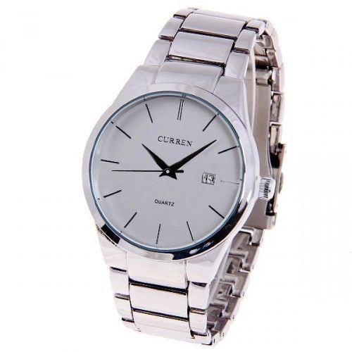 Curren Men's Watch with Stainless Steel Band (White 4.3cm Dial) - CUR011