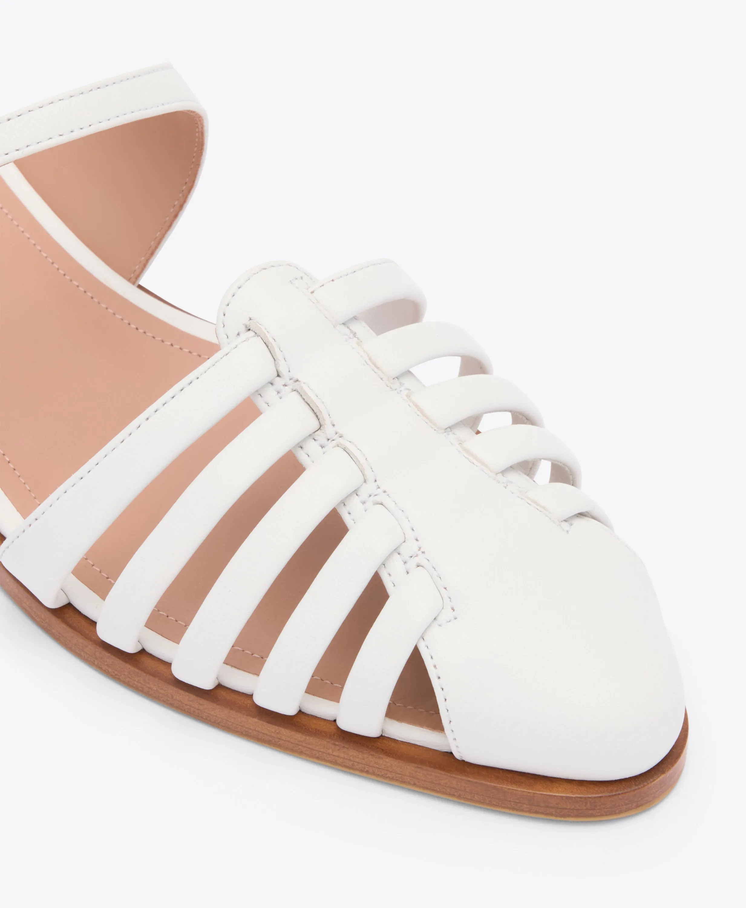 Eleonora White Leather Flat Mules