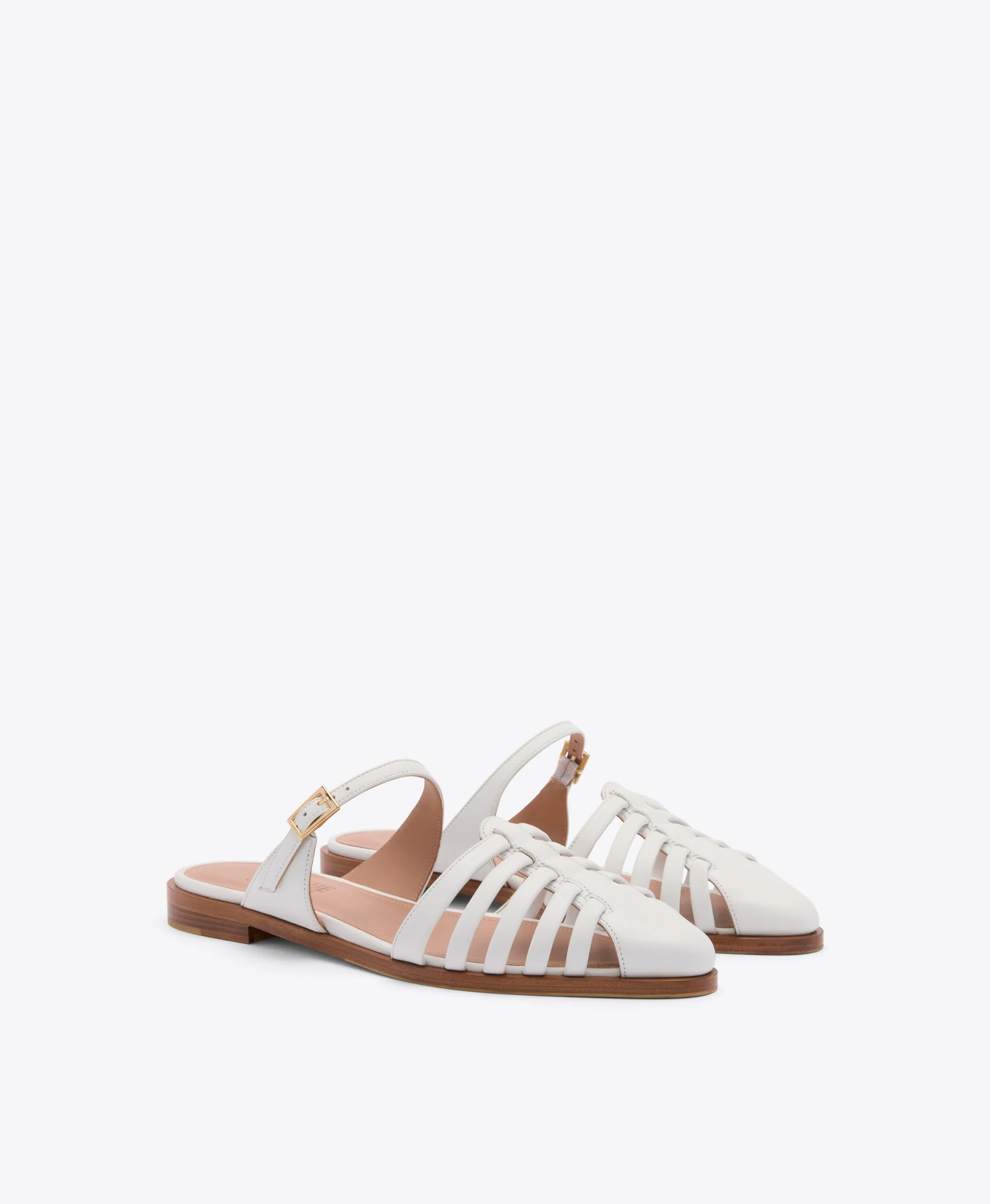 Eleonora White Leather Flat Mules