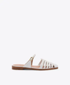 Eleonora White Leather Flat Mules