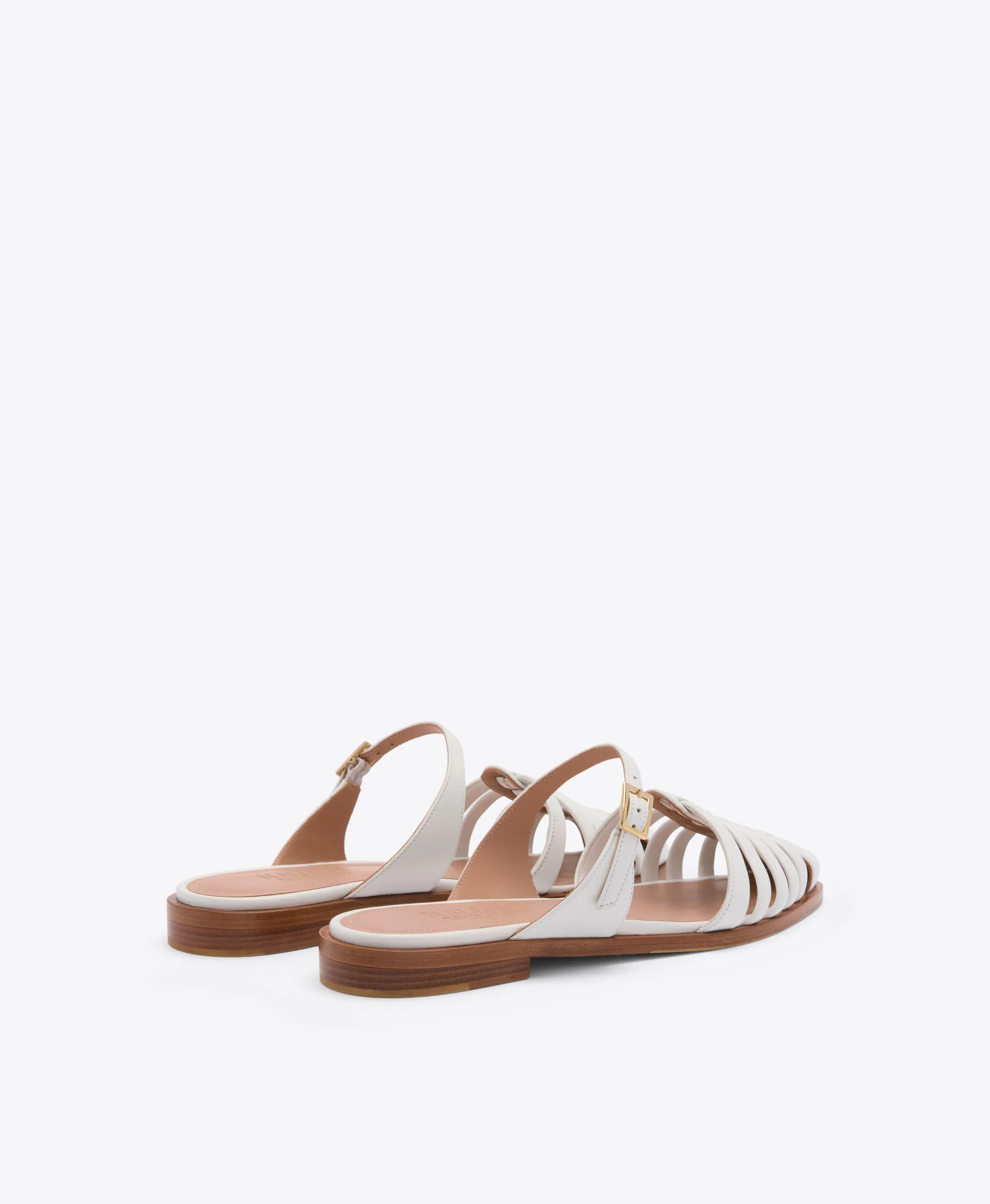 Eleonora White Leather Flat Mules