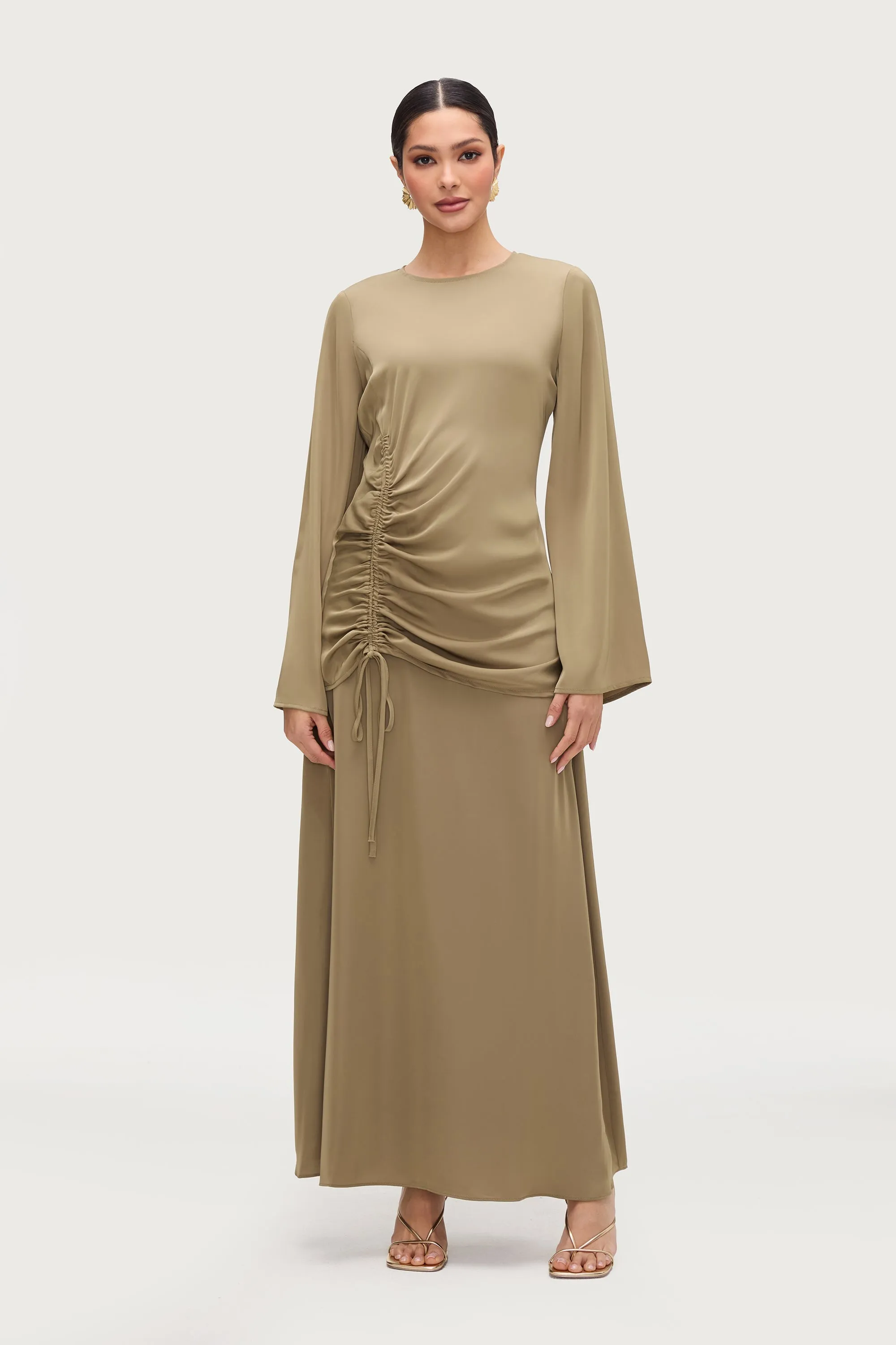Essential Satin Maxi Skirt - Desert Palm