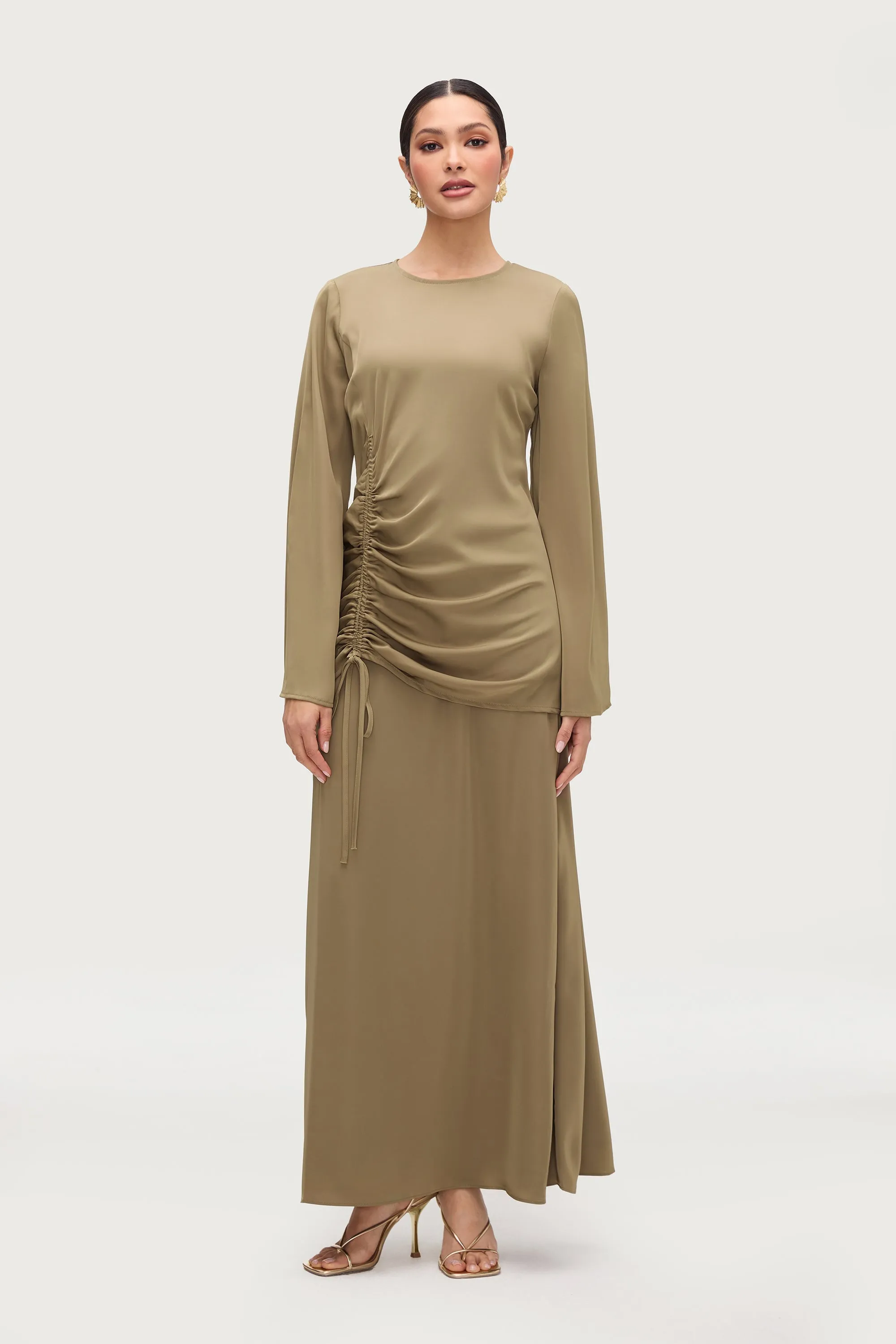 Essential Satin Maxi Skirt - Desert Palm