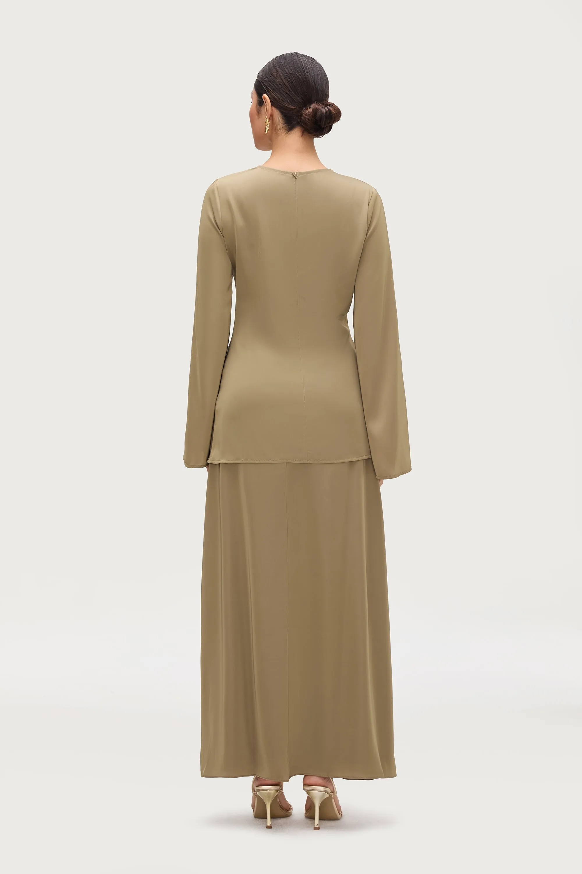 Essential Satin Maxi Skirt - Desert Palm