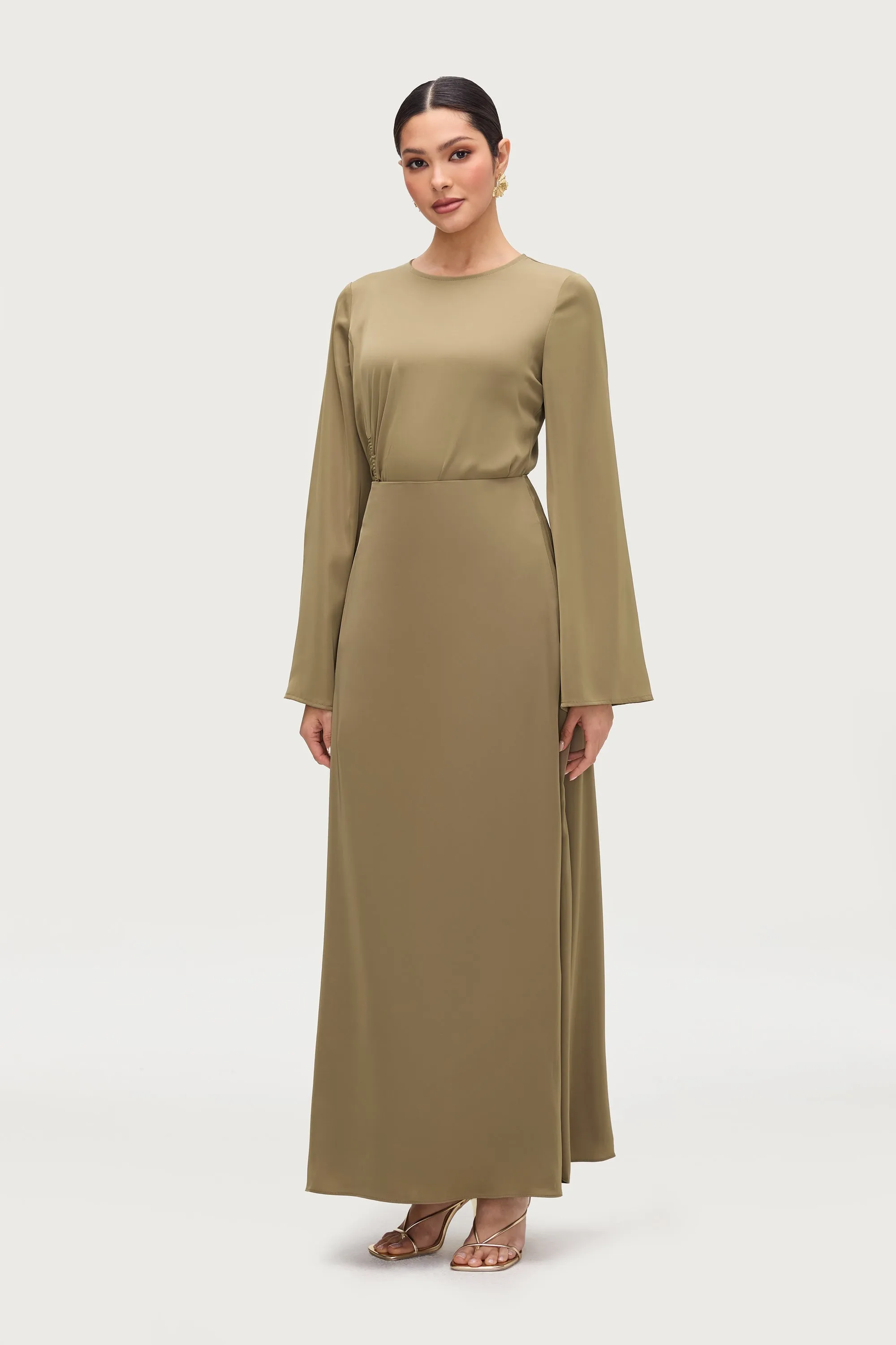 Essential Satin Maxi Skirt - Desert Palm