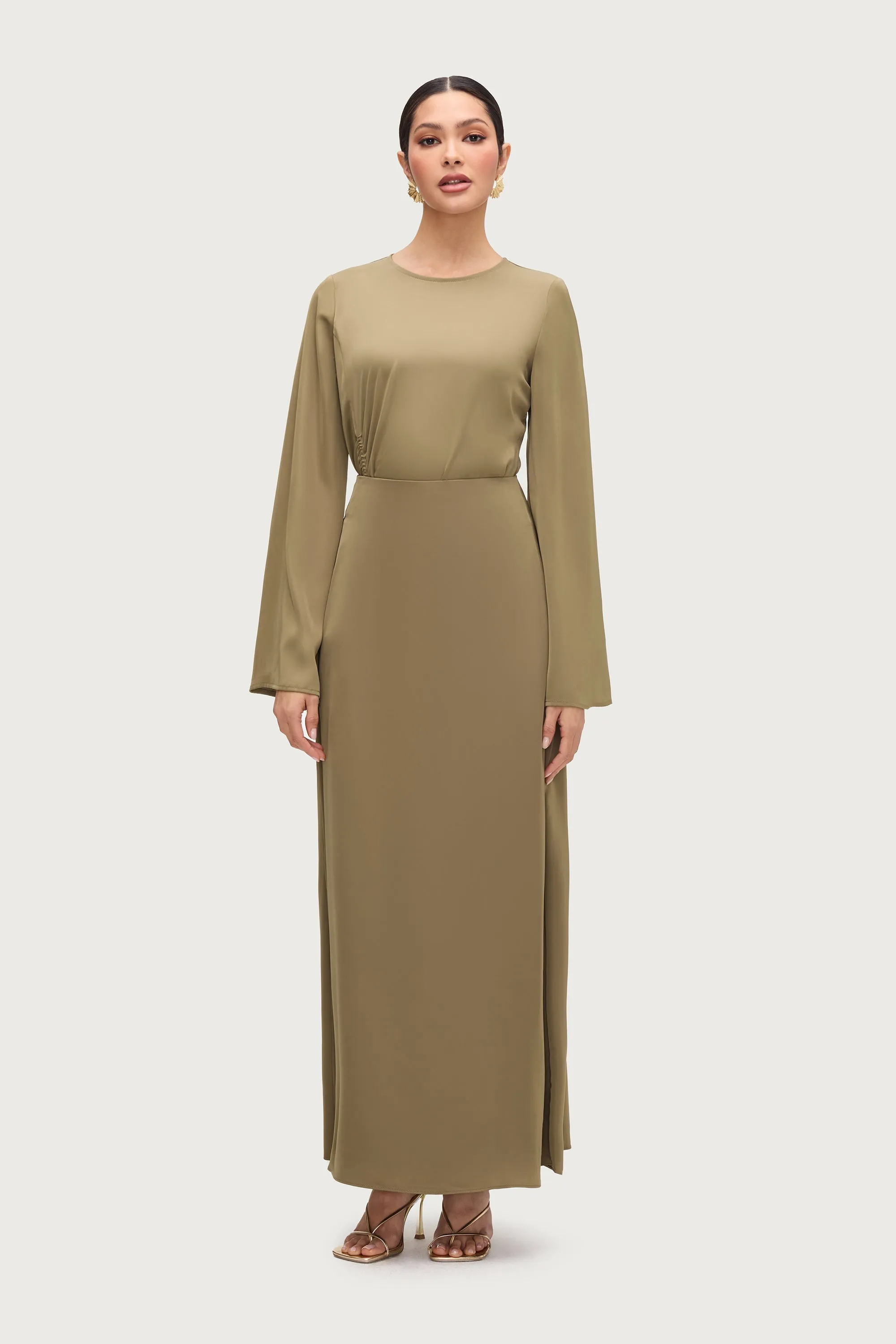 Essential Satin Maxi Skirt - Desert Palm