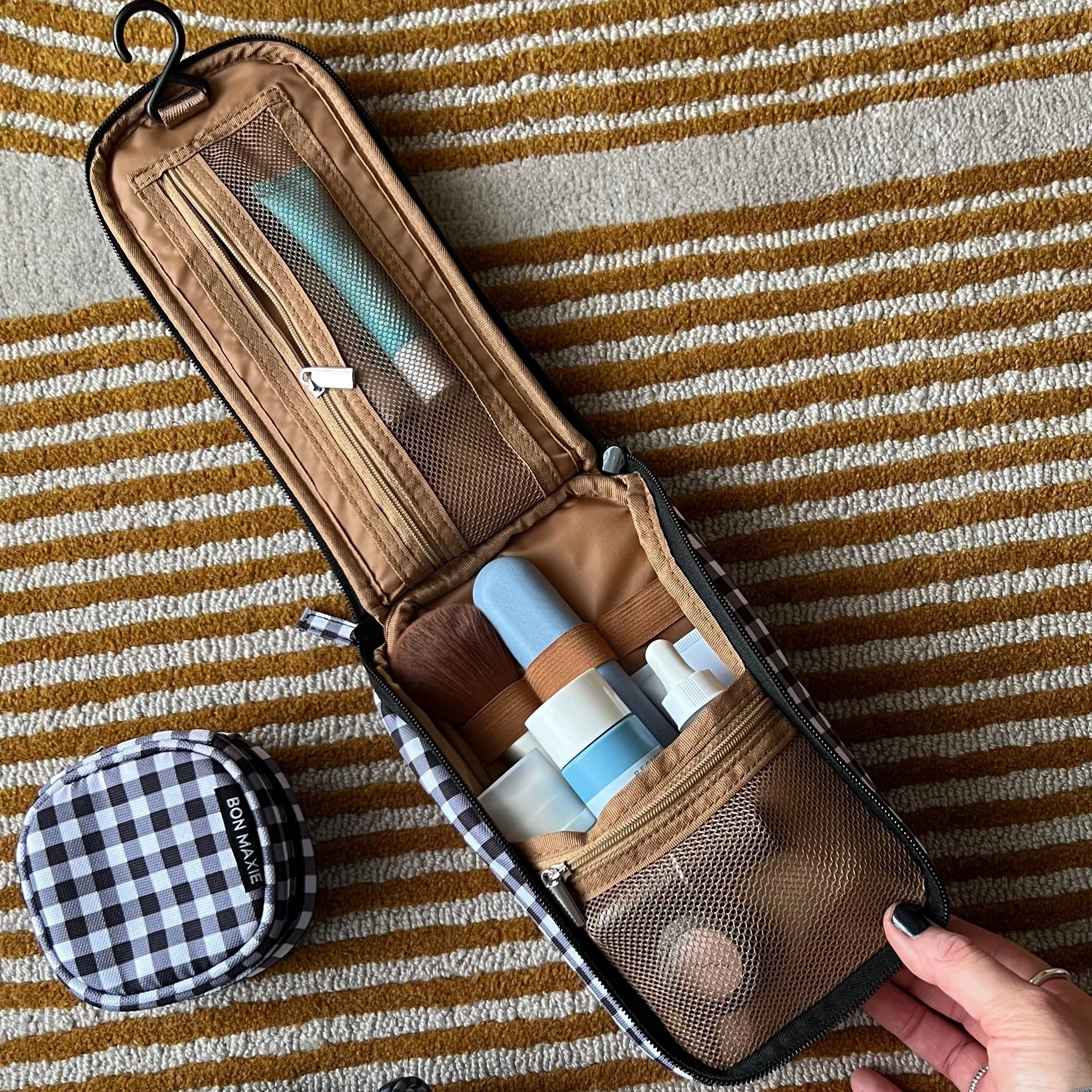 Everyday Slimline Toiletry Bag -- Black Gingham