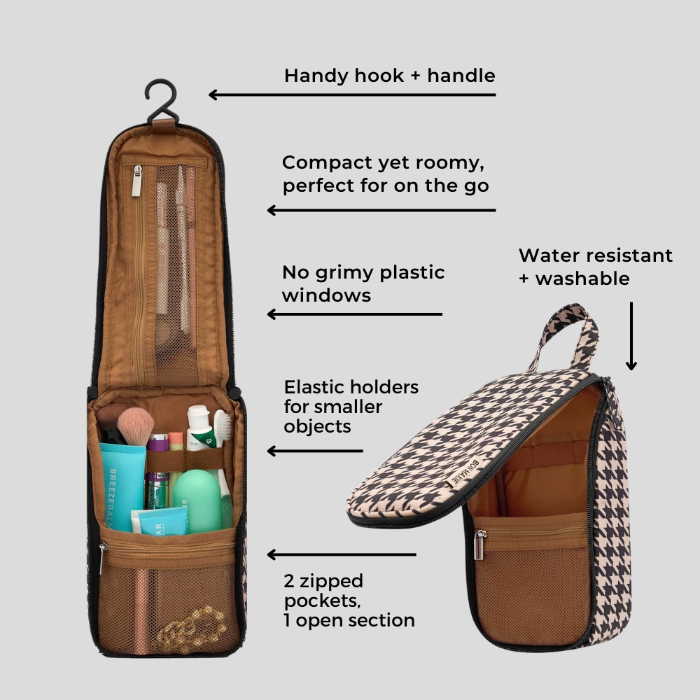 Everyday Slimline Toiletry Bag -- Black Gingham