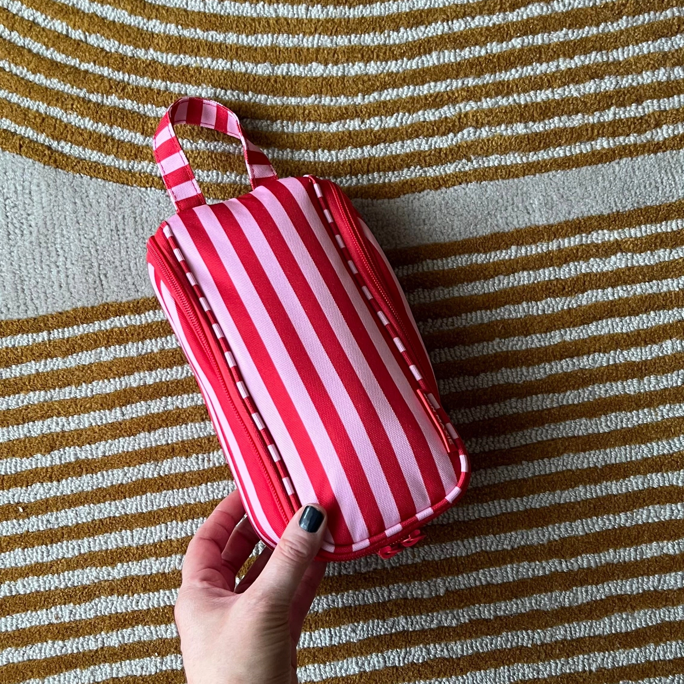 Everyday Slimline Toiletry Bag -- Pink/Red Stripe