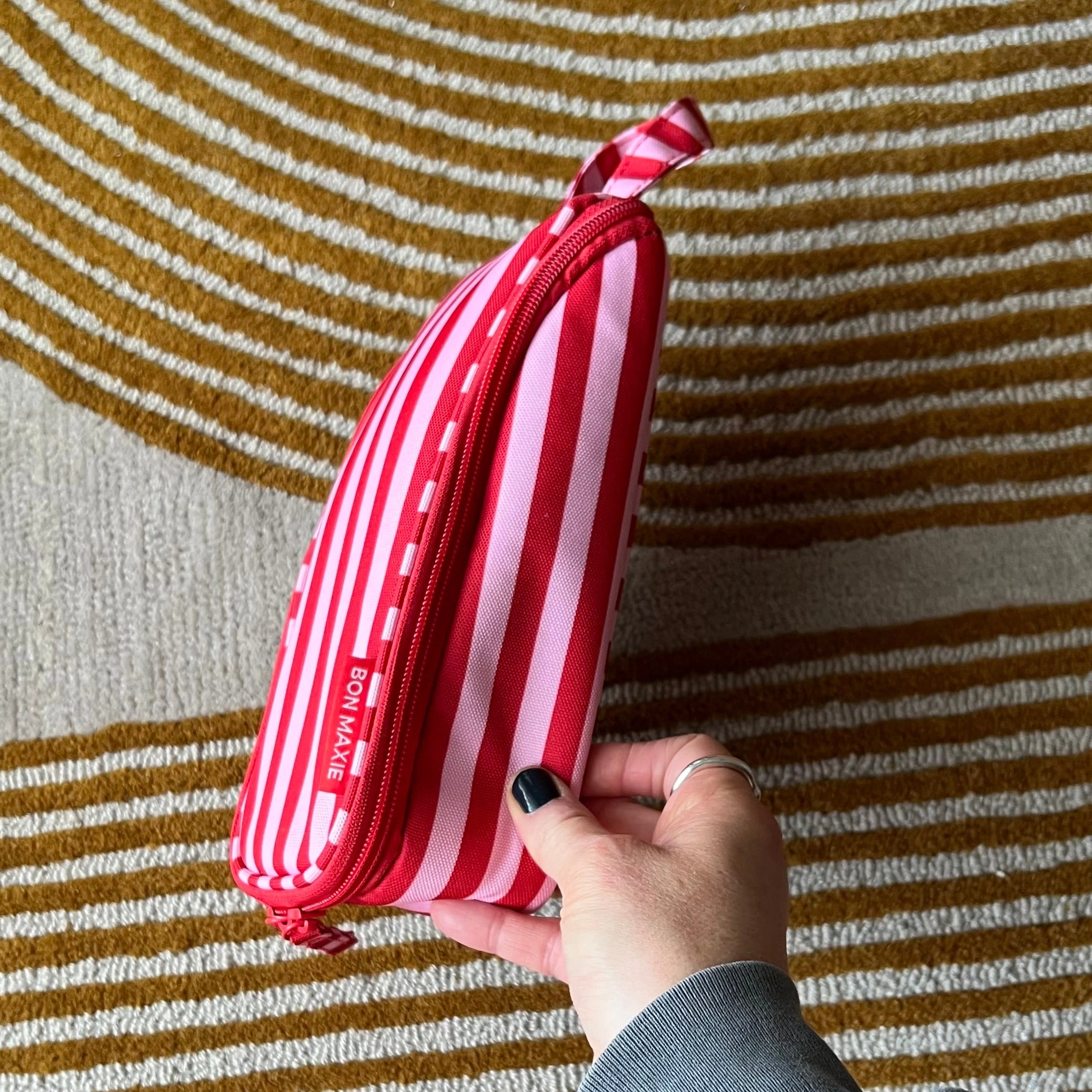 Everyday Slimline Toiletry Bag -- Pink/Red Stripe