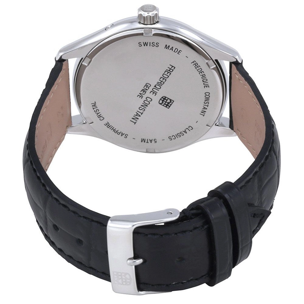 Frederique Constant Classics Silver Dial Black Leather Strap Quartz Mens Watch FC-259ST5B6