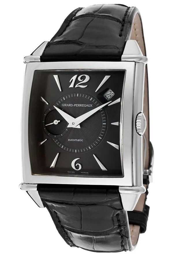Girard Perragaux Vintage 1945 Automatic Black Dial Black Leather Men's Watch 25835-11-661-BA6A