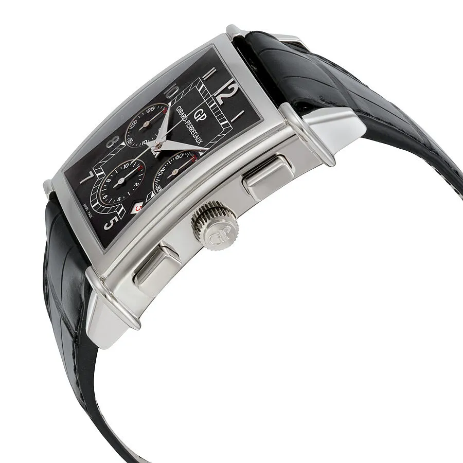 Girard Perregaux Chronograph Vintage 1945 XXL Automatic Black Dial Black Leather Men's Watch 25840-53-611-BA6A