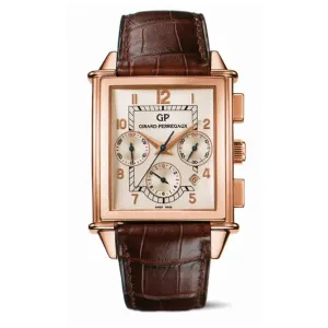 Girard Perregaux Vintage 1945 Silver Dial 18kt Rose Gold Brown Leather Men's Watch 25840-52-111-BAED