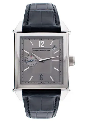 Girard Perregaux Vintage 1945 Stainless Steel Black Leather Men's Watch 25830-0-11-2142