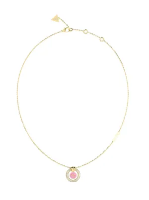 Gold Knot You Pink Crystal Necklace