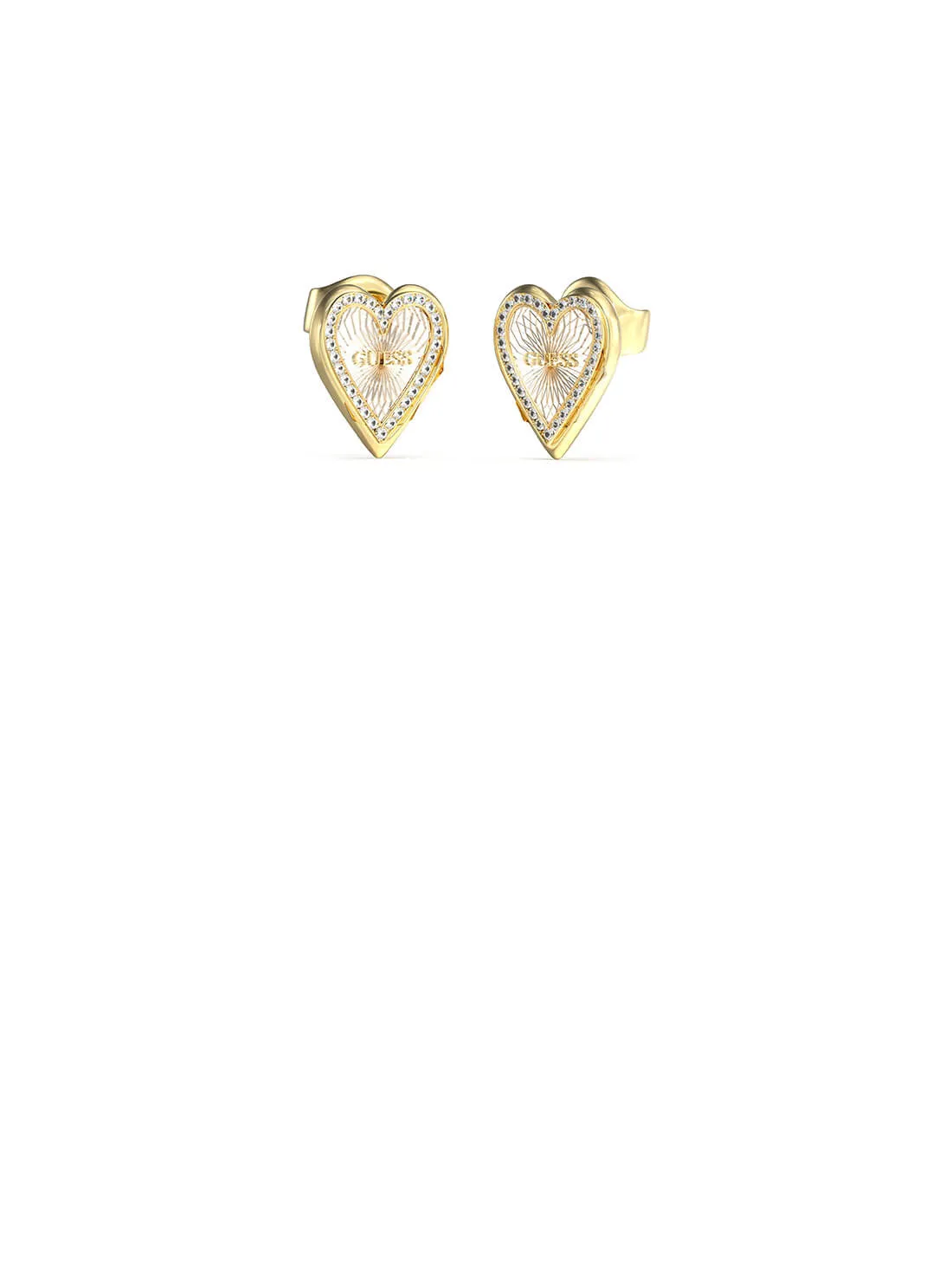 Gold Love Me Tender White Heart Earrings