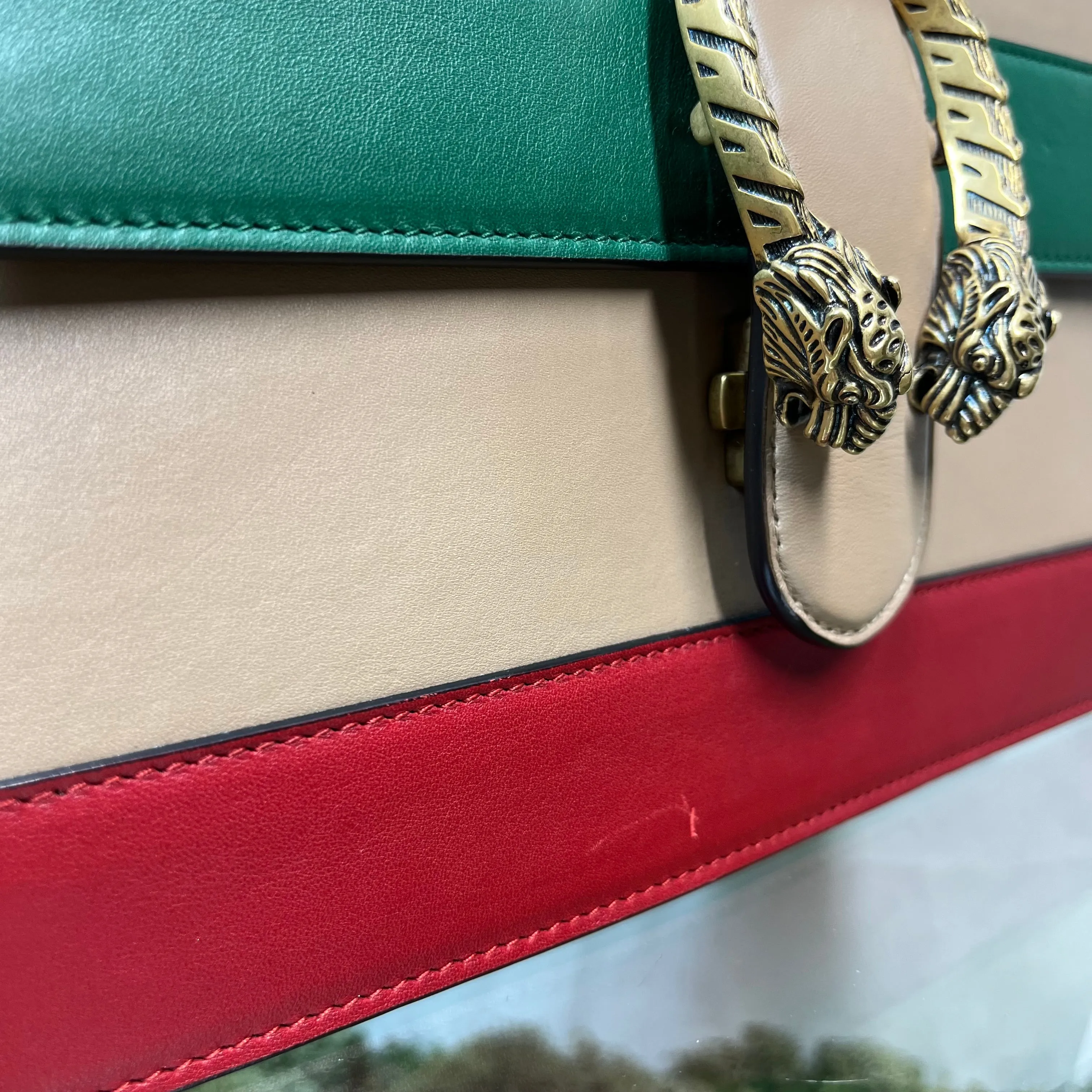 GUCCI Dionysus Bamboo Green Red & Beige Top Handle