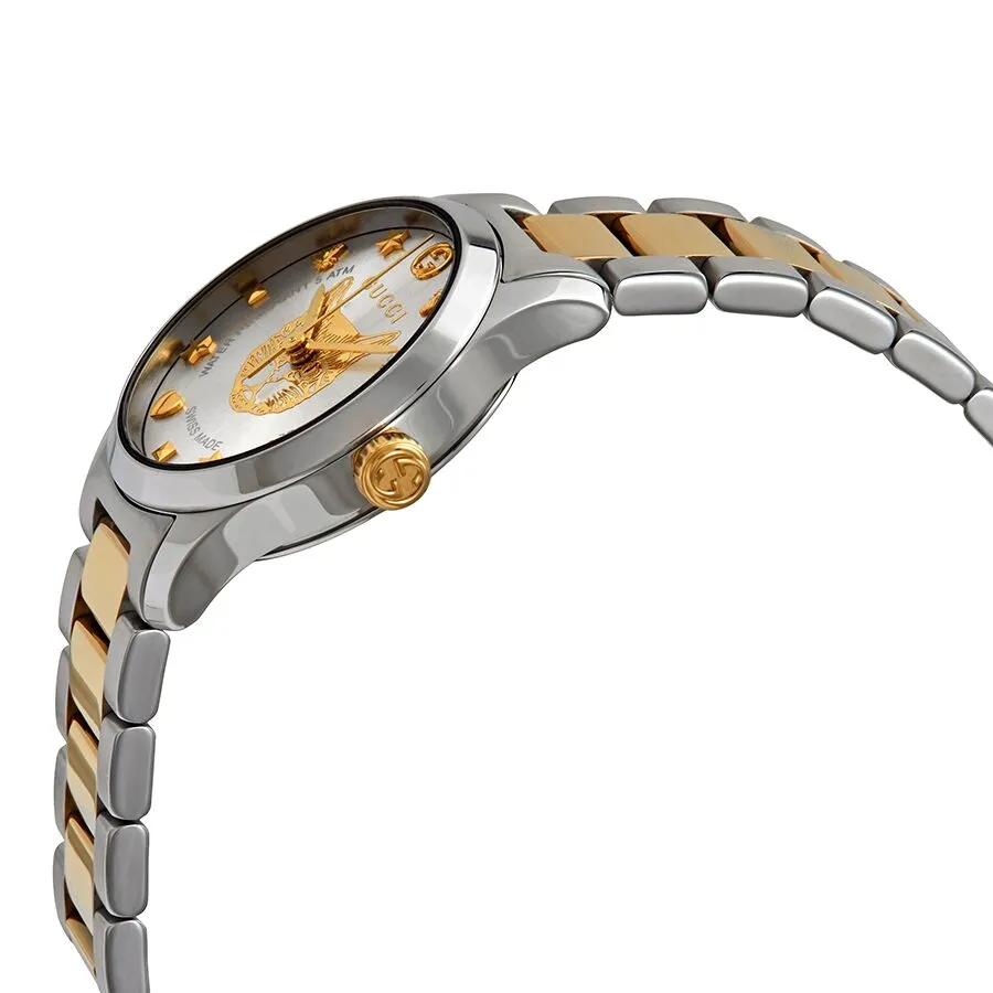 Gucci G-Timeless Quartz Silver Dial Two-tone Ladies Watch YA126596