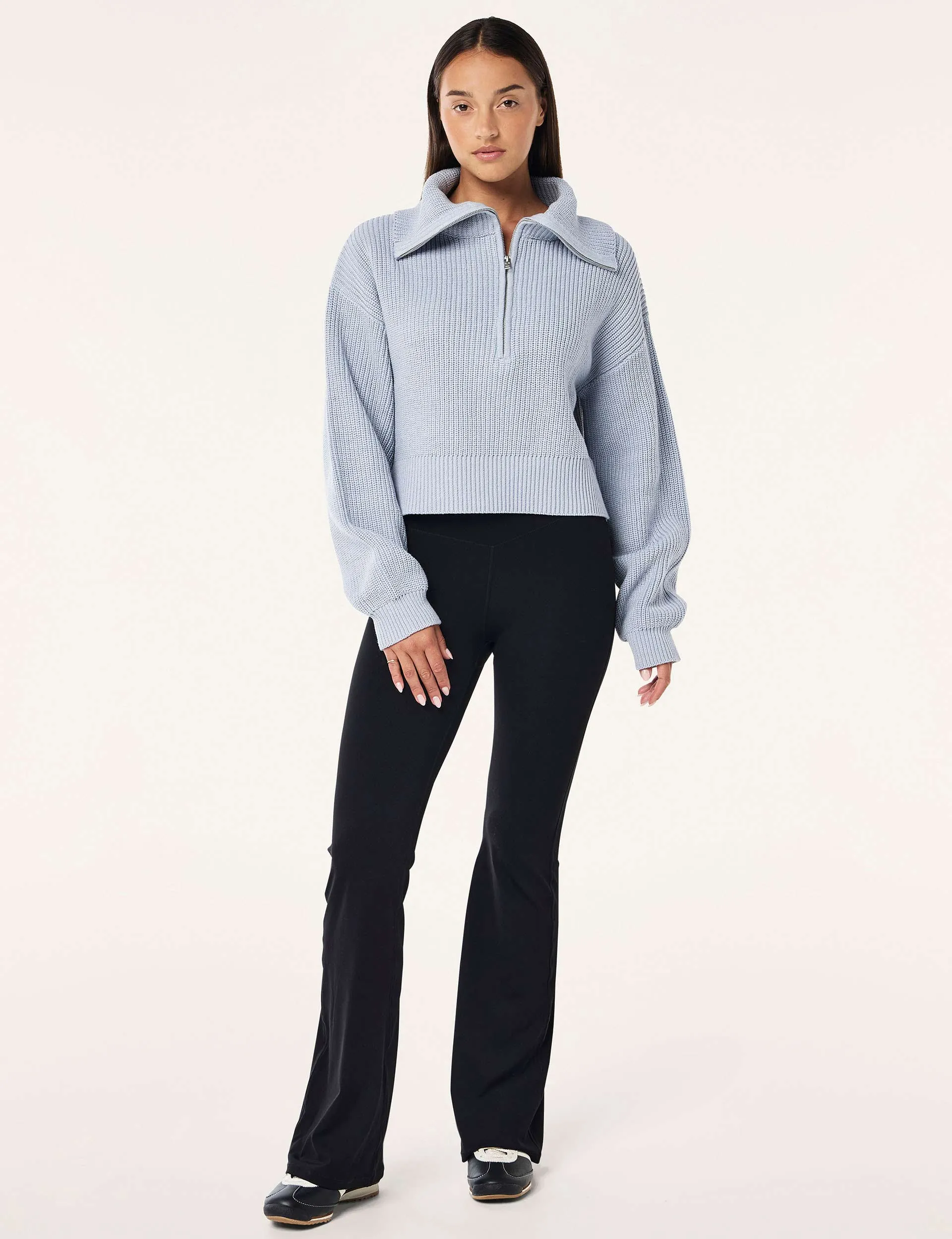 High Season Zip Neck Knit - Ice Blue