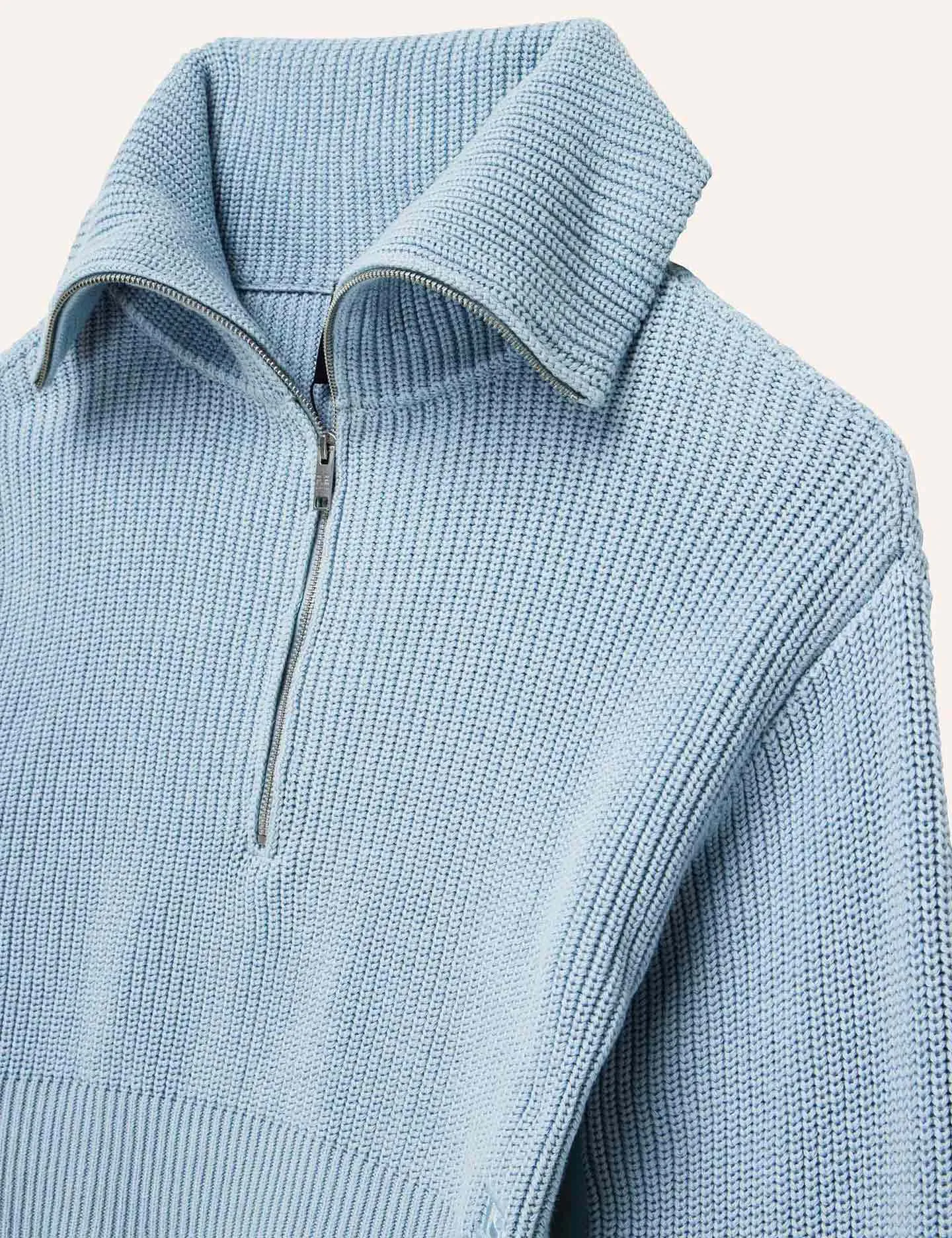 High Season Zip Neck Knit - Ice Blue