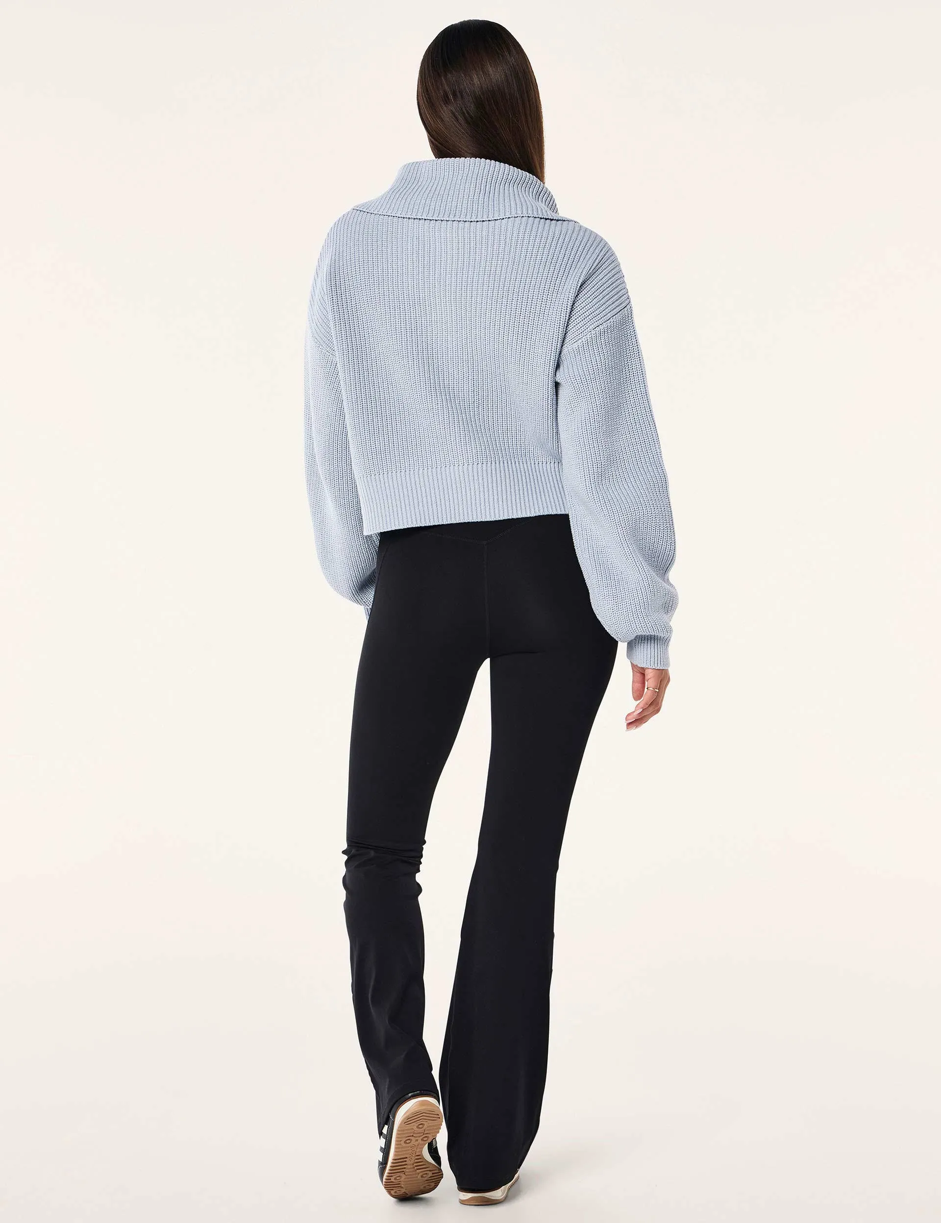 High Season Zip Neck Knit - Ice Blue