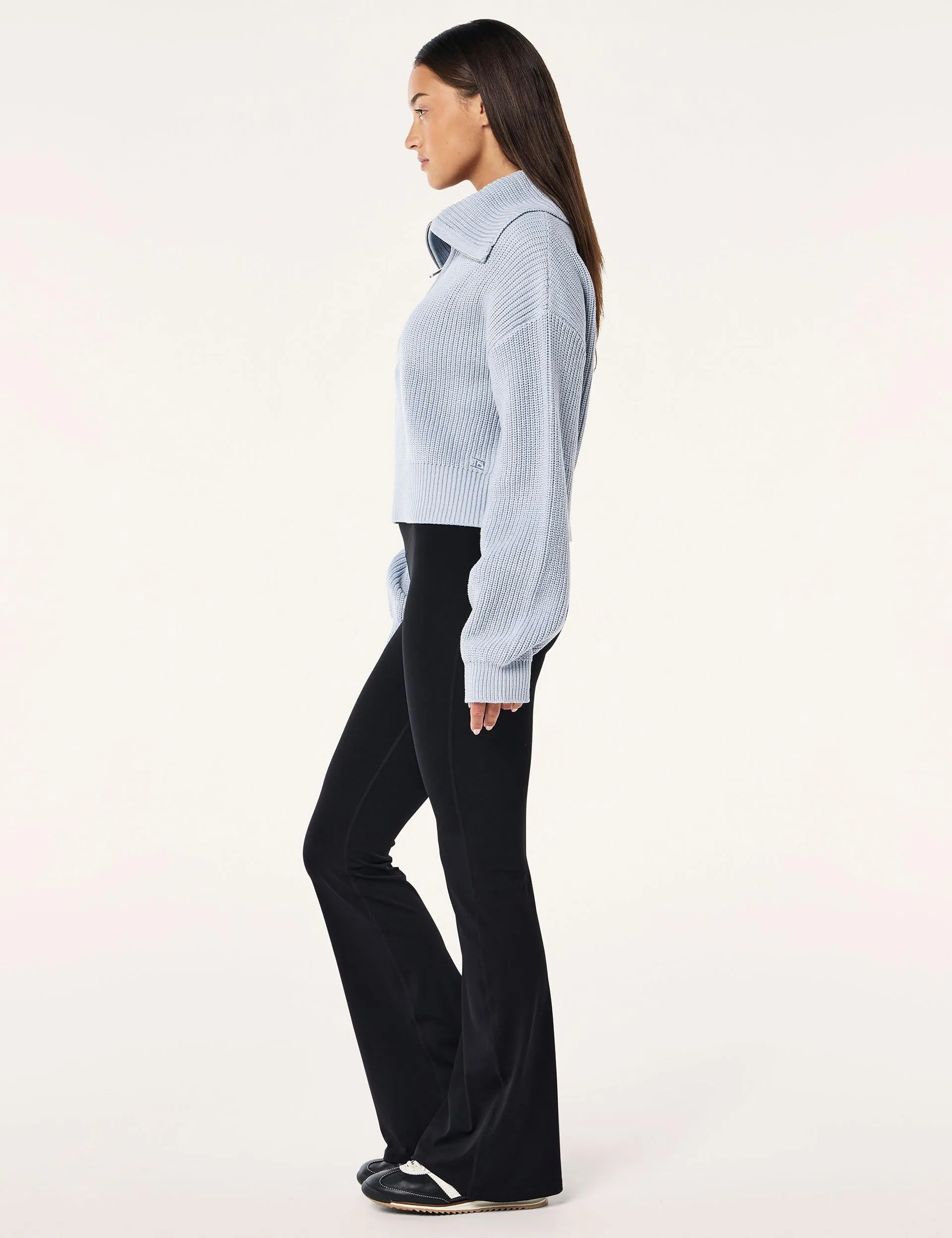 High Season Zip Neck Knit - Ice Blue