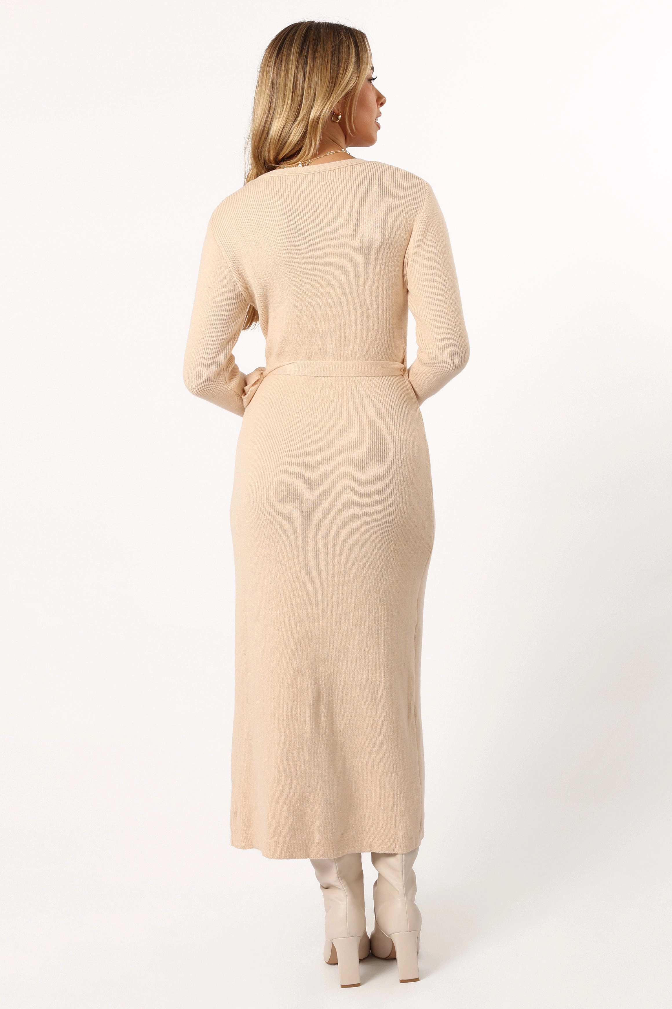 Kellan Wrap Midi Dress - Beige