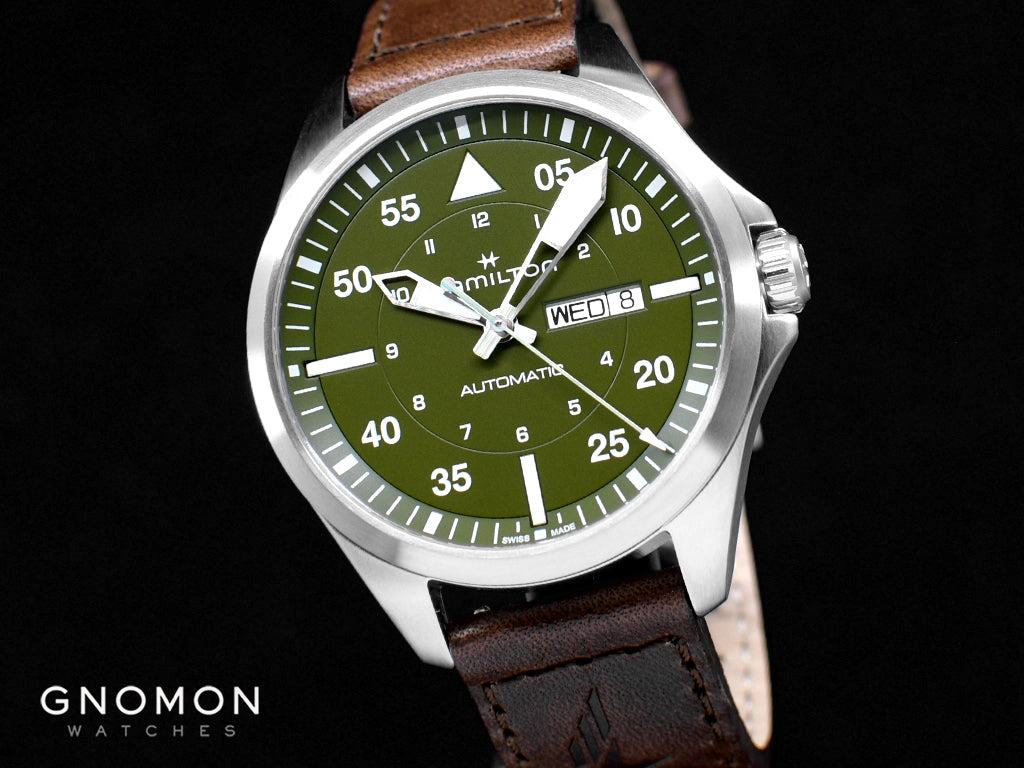 Khaki Aviation Pilot Day Date Auto Army Green Ref. H64635560