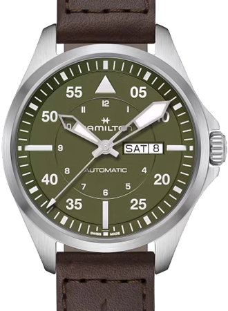 Khaki Aviation Pilot Day Date Auto Army Green Ref. H64635560