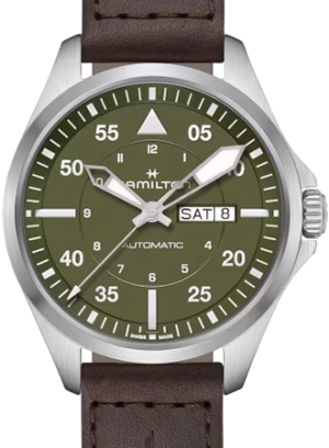 Khaki Aviation Pilot Day Date Auto Army Green Ref. H64635560