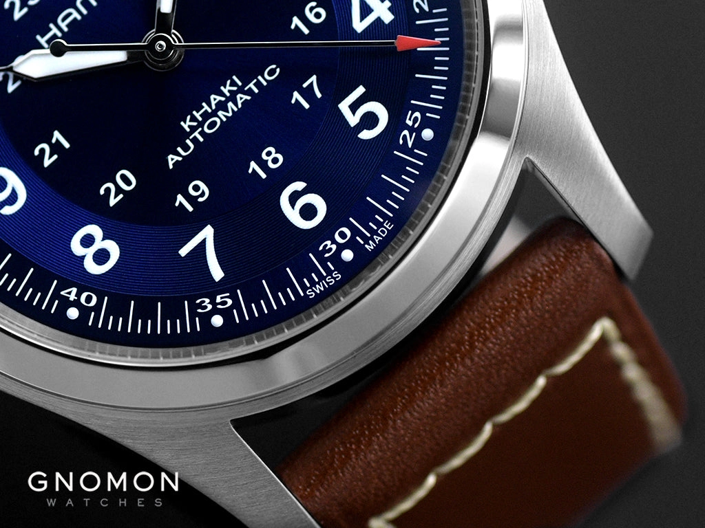 Khaki Field Automatic 38 Blue - Leather Ref. H70455540