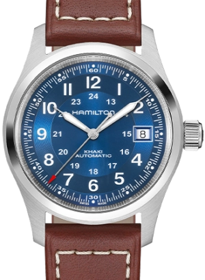 Khaki Field Automatic 38 Blue - Leather Ref. H70455540