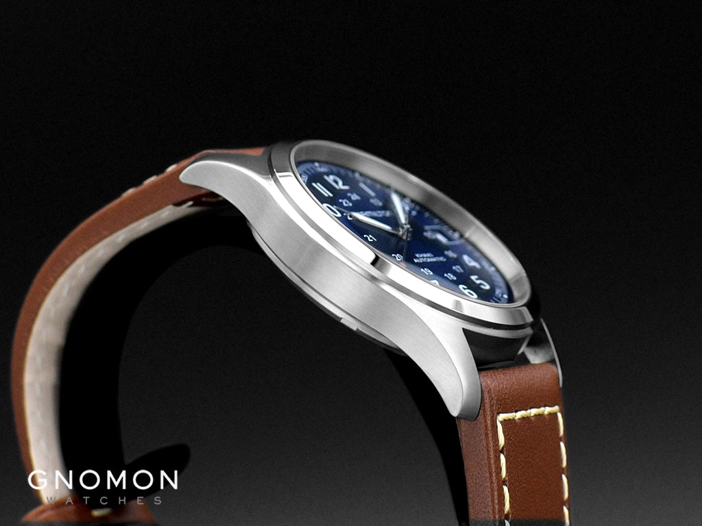 Khaki Field Automatic 38 Blue - Leather Ref. H70455540