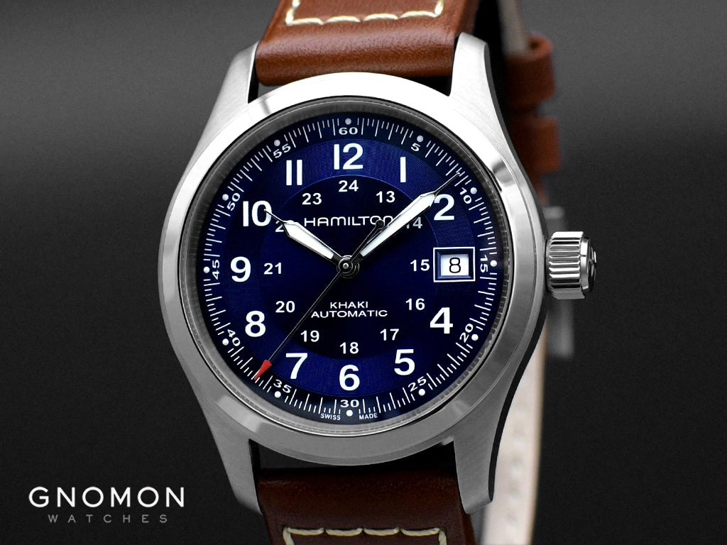 Khaki Field Automatic 38 Blue - Leather Ref. H70455540