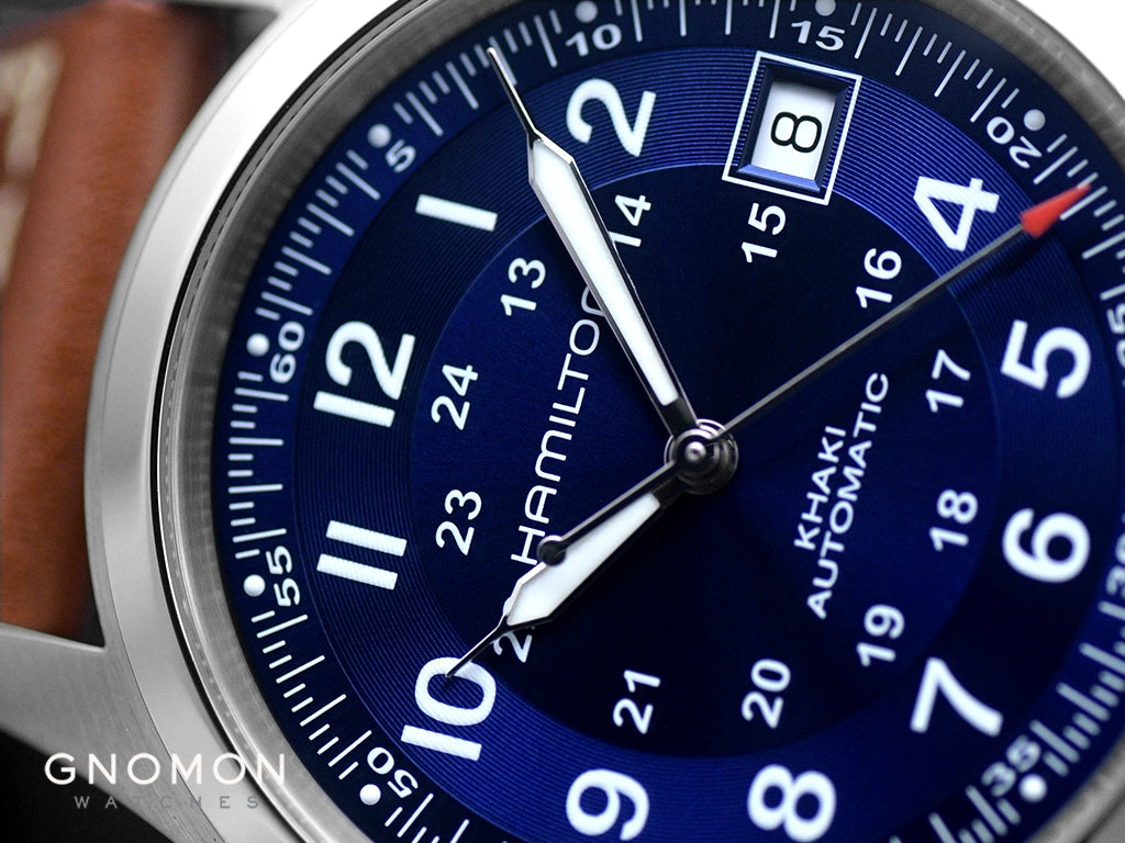 Khaki Field Automatic 38 Blue - Leather Ref. H70455540