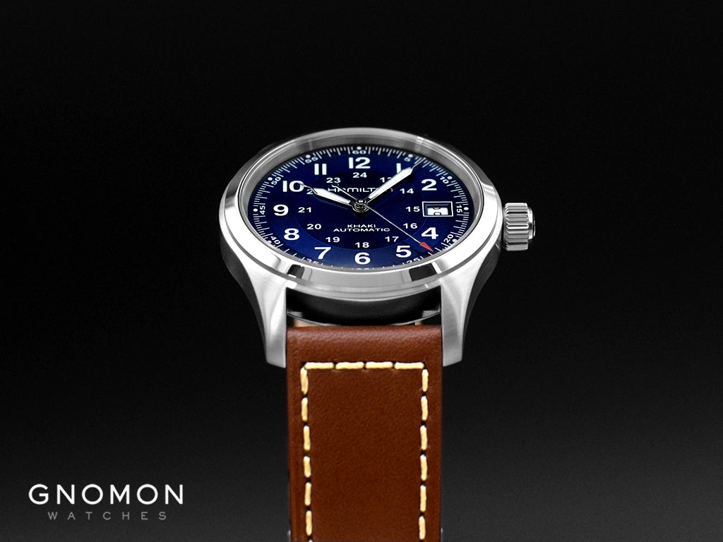 Khaki Field Automatic 38 Blue - Leather Ref. H70455540