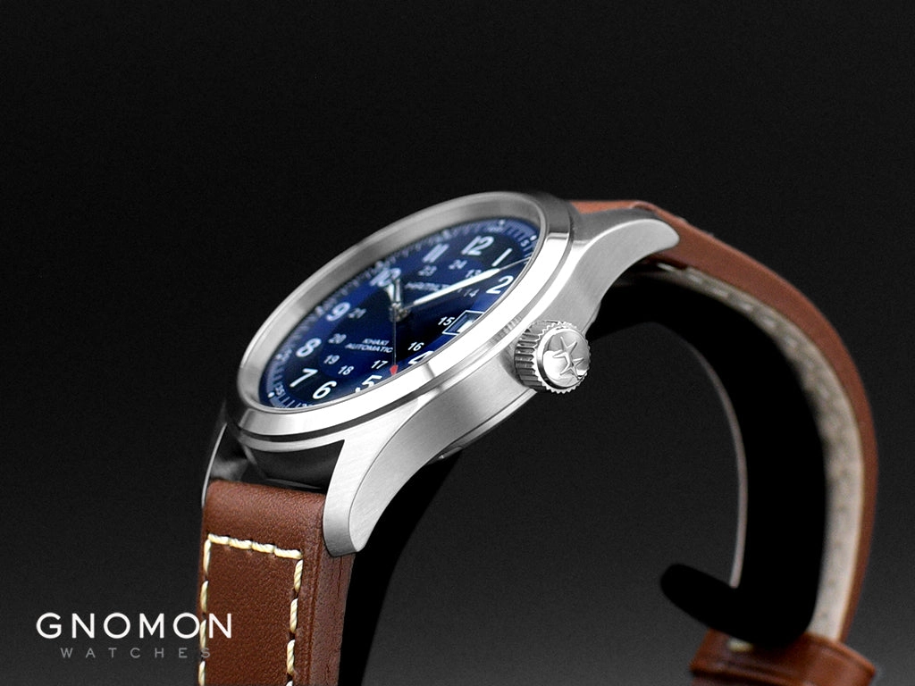 Khaki Field Automatic 38 Blue - Leather Ref. H70455540