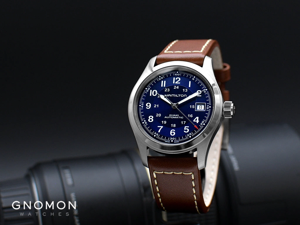 Khaki Field Automatic 38 Blue - Leather Ref. H70455540