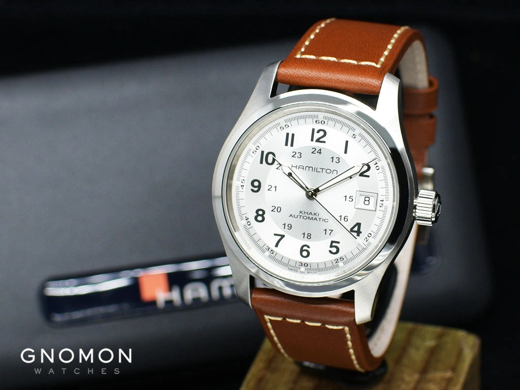 Khaki Field Automatic Silver 38 - Brown Leather Ref. H70455553