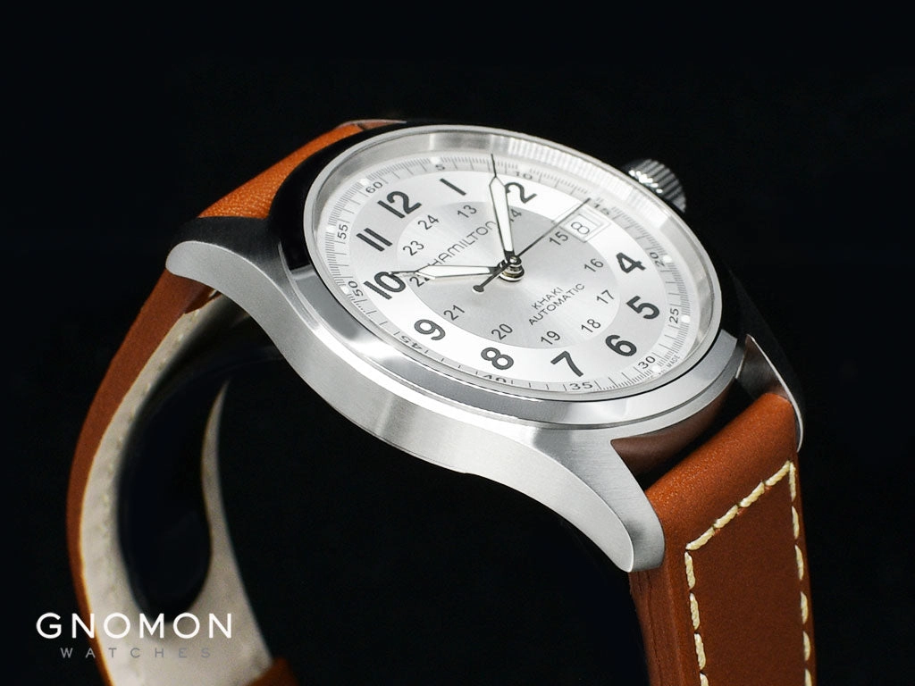 Khaki Field Automatic Silver 38 - Brown Leather Ref. H70455553
