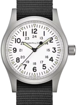 Khaki Field Mechanical Handwinding White 38 - Black Nylon Strap Ref. H69439910