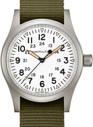 Khaki Field Mechanical Handwinding White 38 - Green Nylon Strap Ref. H69439411