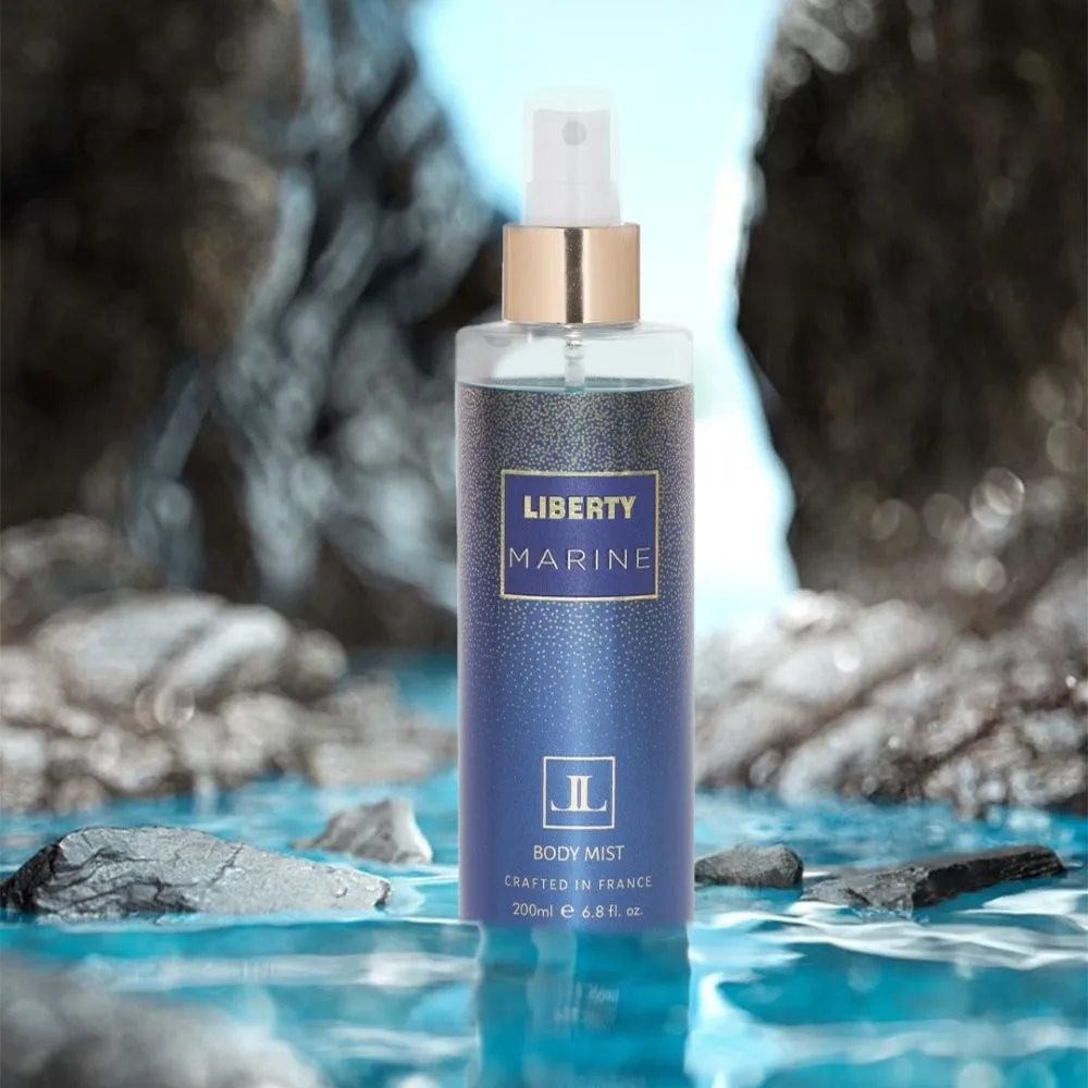 Liberty Luxury Marine Body Mist for Men & Women Long Lasting Aquatic Fragrance Travel Friendly Perfume Body Spray Crafted in France 200ml