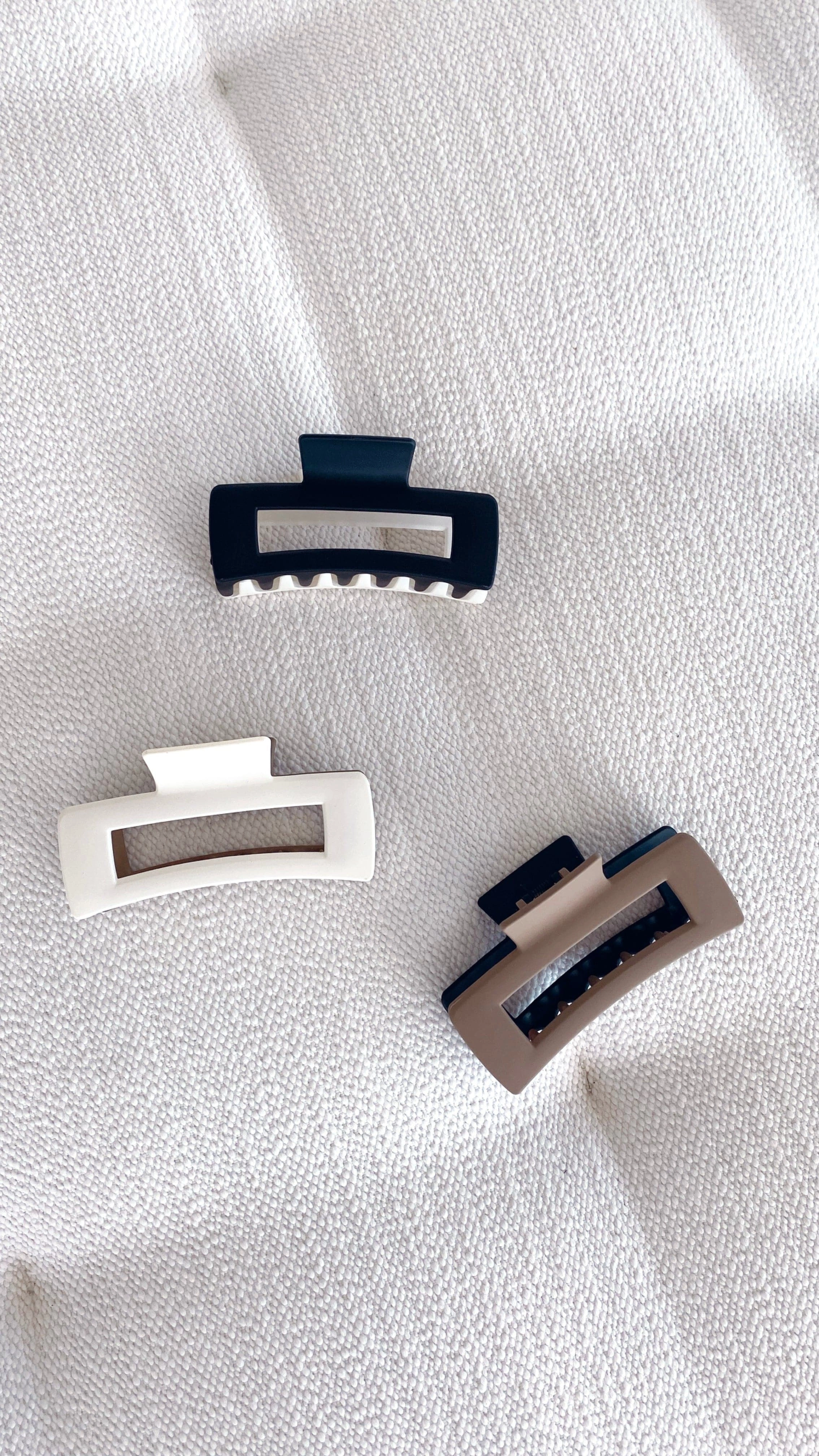 Lily Two Tone Rectangle Clip - Tan/Black