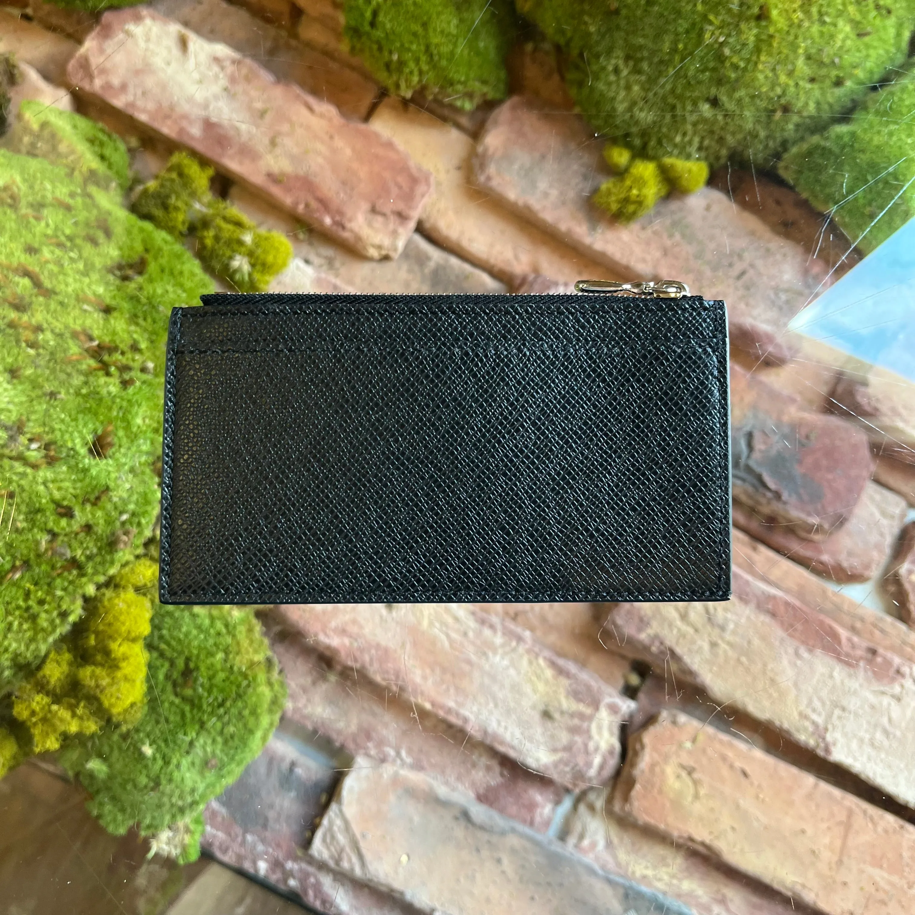 LOUIS VUITTON Taiga Black Leather Coin Card Holder Wallet