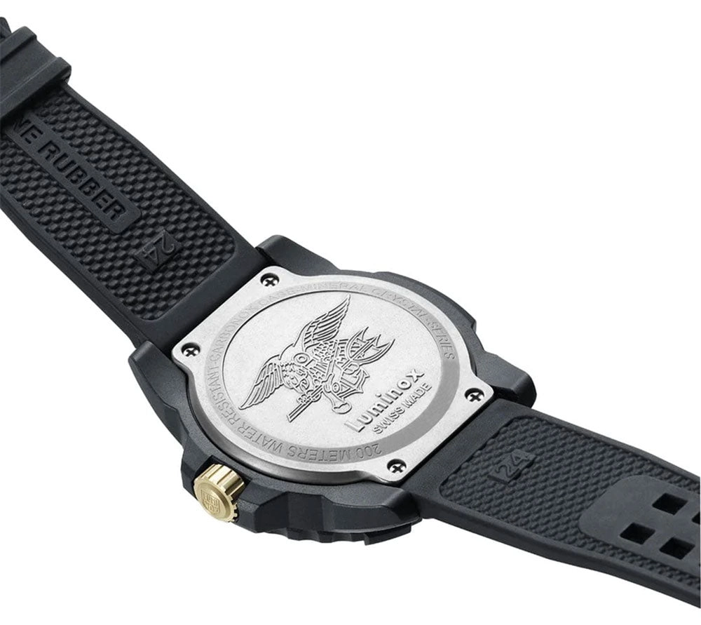 Luminox Navy SEAL CARBONOX Gray Dial Black Rubber Strap Date Divers Quartz Mens Watch XS.3508.GOLD